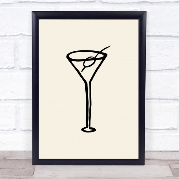 Shaken Not Stirred Martini Drink Illustration Glass Drinks Wall Art Print