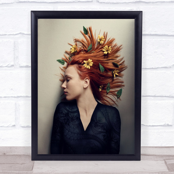 Autumn Female Woman Summer Red Hair Emotion Wall Art Print