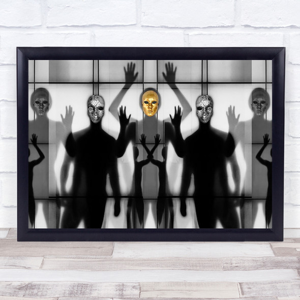 Body Language 64 Mask Masks Gold Golden Dolls Silhouette Shadows Wall Art Print