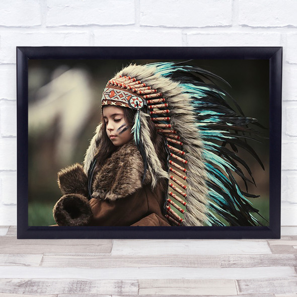 Chief of my dreams Hat Feather Feathers Native American Indian Wall Art Print