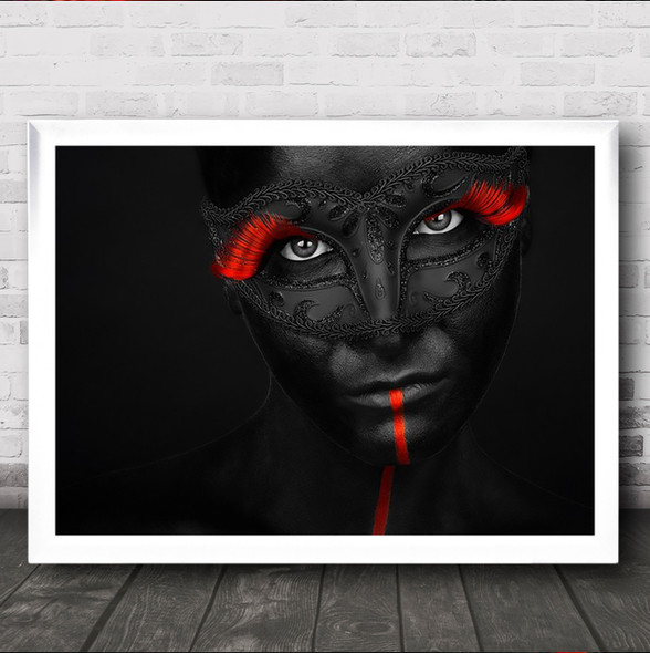 Dark Passion Face Mask Red Line Blood Wall Art Print