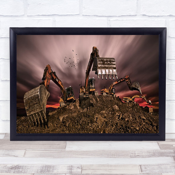 Invasion Action Construction Machine Excavator Dirt Ground Industry Art Print