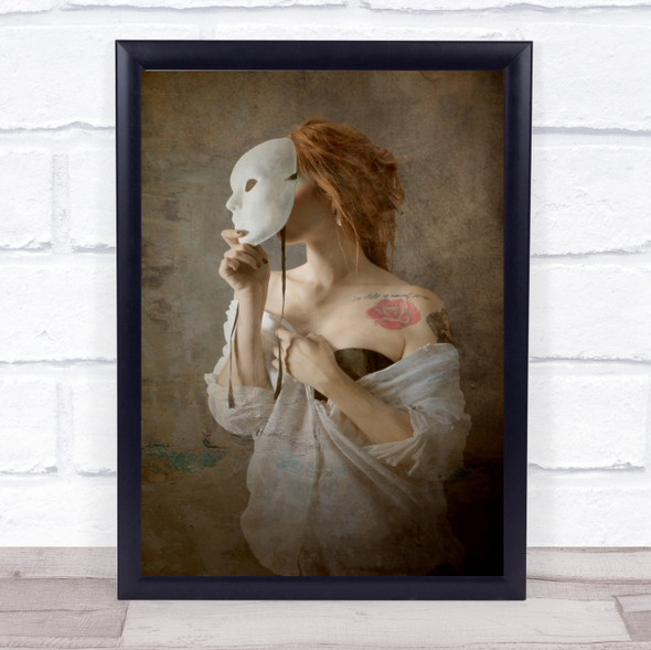 Mask Tattoo Rose Flower Love Romance Romantic Wall Art Print