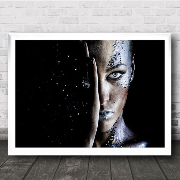 Milky Way Girl Half Face Makeup Body Paint Wall Art Print Milky Way Girl Half Face Makeup Body Paint Wall Art Print