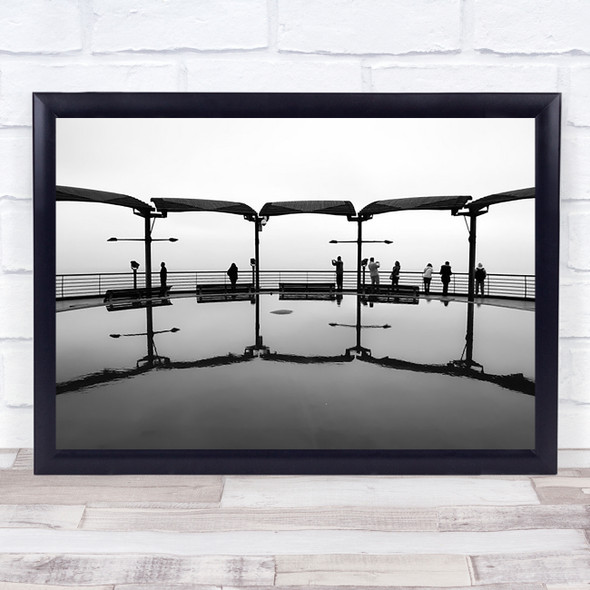 Miraflores Peru Lima Street Ocean Sea Black Wall Art Print