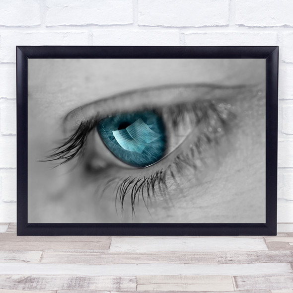 Music In Her Eyes Eye Reflection Blue Turquoise Eyelash Sheet Notes Art Print