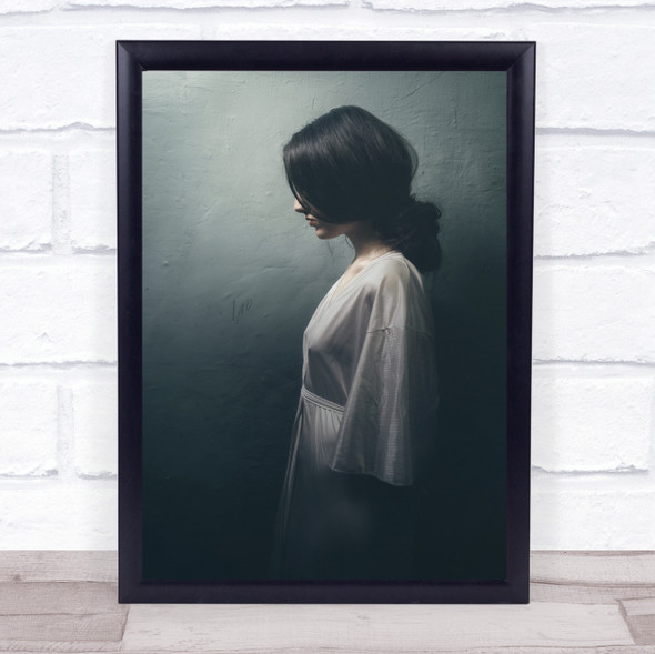 Red Answers Girl Female Model Profile Melancholy Faded Wall Art Print