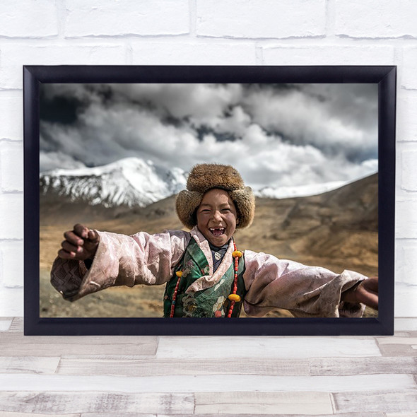 Smile {Tibet} Hug Embrace Hat Fur Native Indigenous Arms Face Wall Art Print