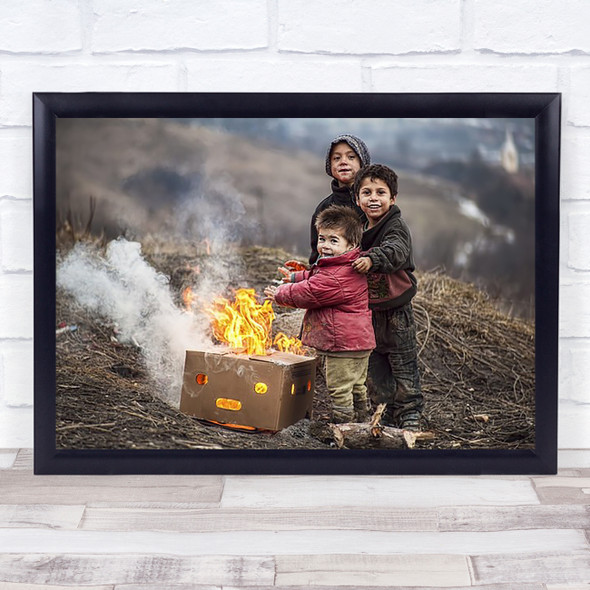 smile On Their Faces Flame Fire Box Cardboard Warm Hot Heat Art Print