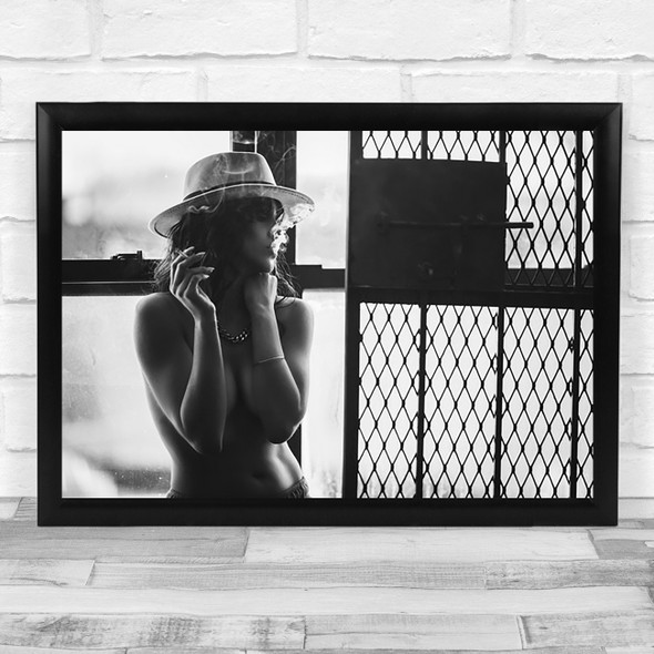 Smoking Fine Nude Naked Hat Woman Attitude Wall Art Print