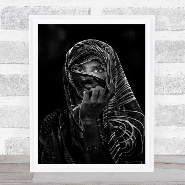 Street in a village close to Delhi India Veil Eyes Face People Woman Art Print