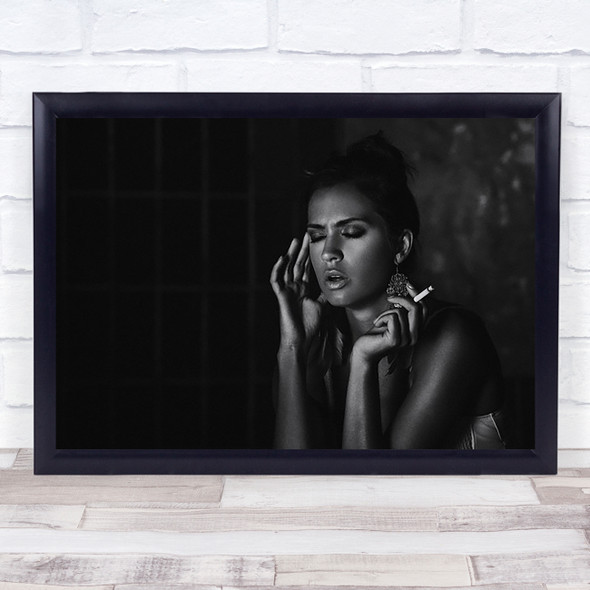 Summer In The City Simona Girl Model Woman Closed Eyes Black White Art Print