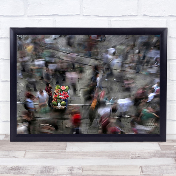 the chaos of city Salesman Sell Market Fruit Fruits and Vegetables Art Print