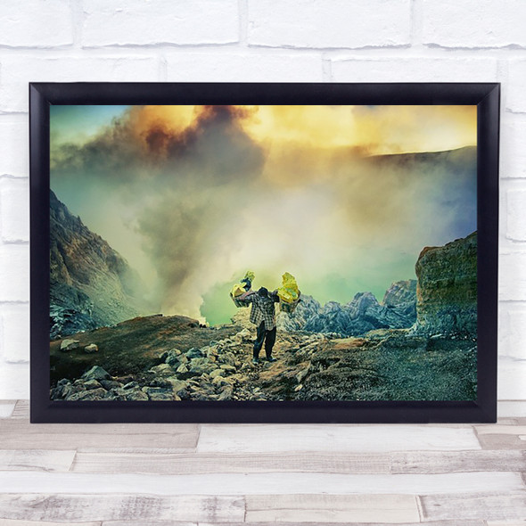 The Man From Green Crater Ijen Sulphur Mine Quarry Wall Art Print