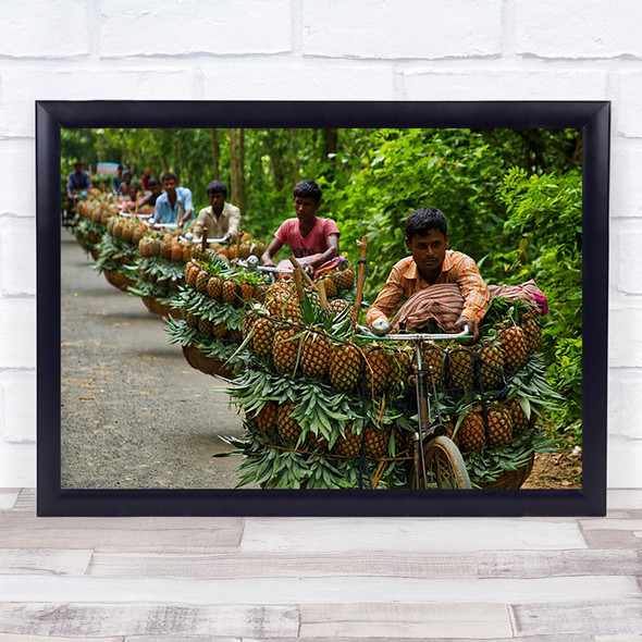 Transporting Pineapples Seller Farmers Transport Bicycles Fruit Basket Art Print