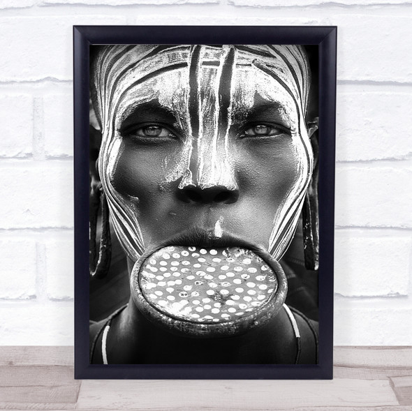 Tribal Beauty Ethiopia People Face Painted Painting Lip Ring Wall Art Print