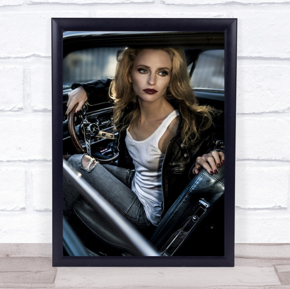 Waiting To Reverse My 69' Ford Mustang Classic Car Vintage Seat Wall Art Print