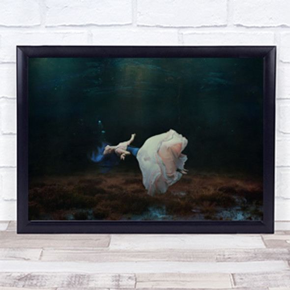 Woman Underwater Water Bubble Bubbles Gravity Float Art Print