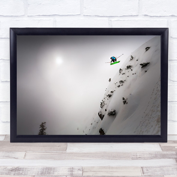 Freedom Skiing Jump Trick Stunt Ledge Ridge Flight Fly Flying Wall Art Print