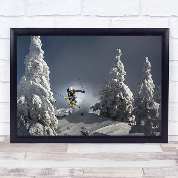 Winter Skiing Sunlight Mountains Adventure Outdoors Wall Art Print