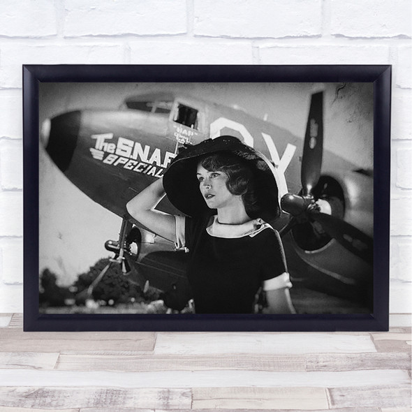 Spirit Of Adventure Girl Old Style Actress Plane Bordeaux 50S Vintage Art Print