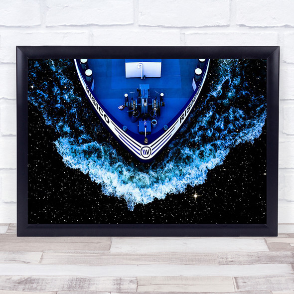 Star ship Boat Ship Blue Sea Son water Stars Starry Wall Art Print