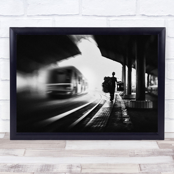 Station Train A Trader Street Walking Man Platform Pillars Bus Tram Art Print