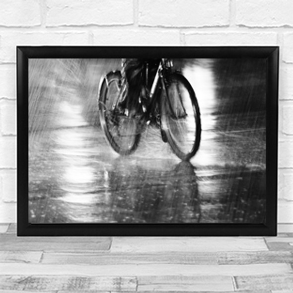 Storm Raining Weather Wet Water Splash Spray Bike Bicycle Wall Art Print