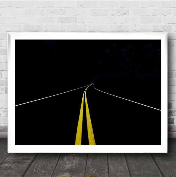 The Road To Nowhere Abstract Lines Yellow Malibu Graphic Wall Art Print