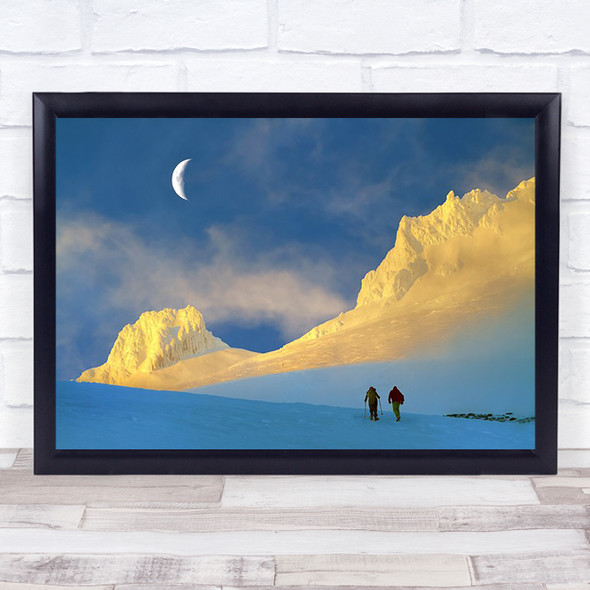 Toward Frozen Mountain Moon Oregon USA Blue Clouds Hiking Sky Snow Art Print