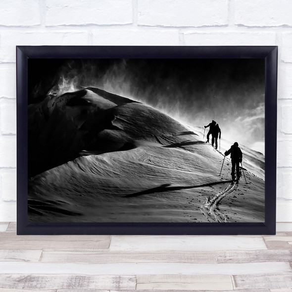 Windy Mountain Skiing Trekking Trek Hike Hiking Skier Wall Art Print