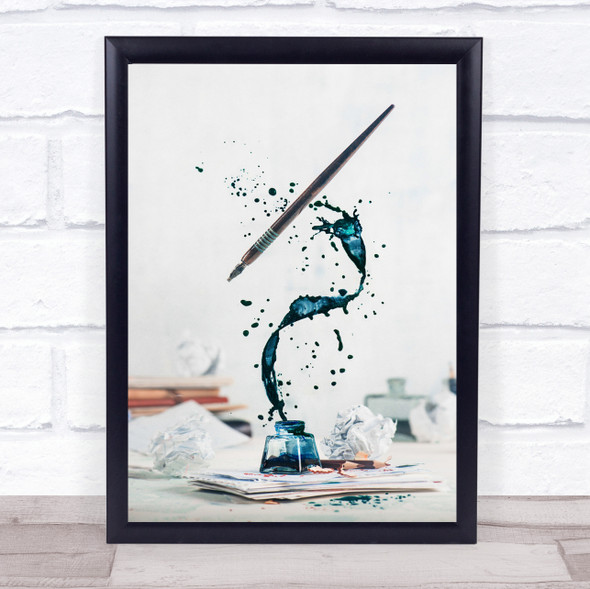 Just write Still Ife Pen Ink Drop Droplet Bottle Writer Wall Art Print