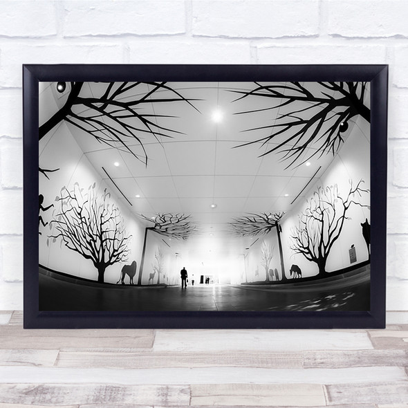 Urban Forest Road Street Black White Shadow Gallery Interior Wall Art Print