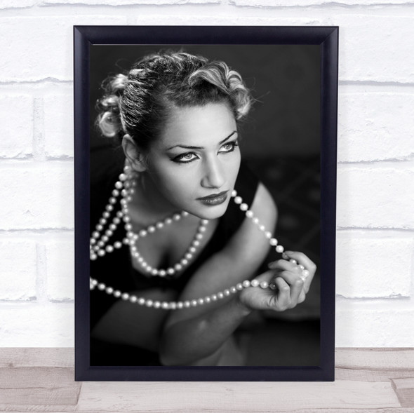 Pearls Pearl Necklace Fashion Jewellery Woman Model Wall Art Print