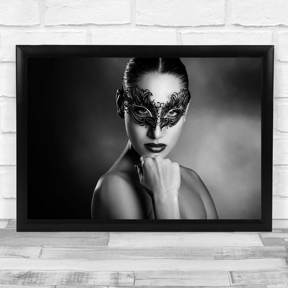 Unknown Mask Eyes Model Woman Face Intense Gaze Girl Wall Art Print