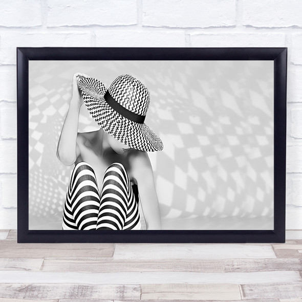 Zig The Zag Hat Pattern Mono Model Body Stripes Chequer Zebra Wall Art Print