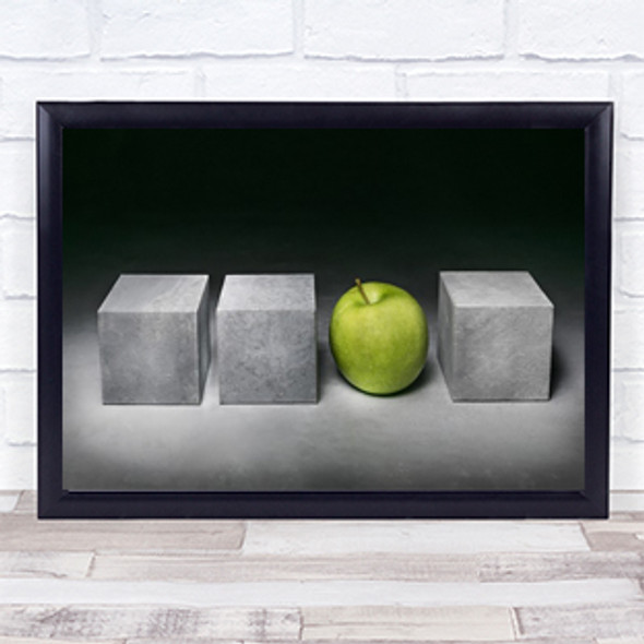 Apple Geometric Green Fruit Geometry Marble Blocks Still Art Print