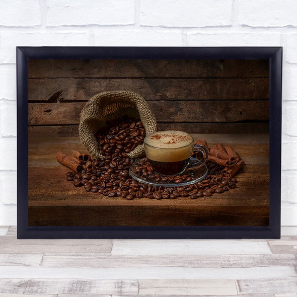 Coffee time Bean Beans Brown Cup Wall Art Print