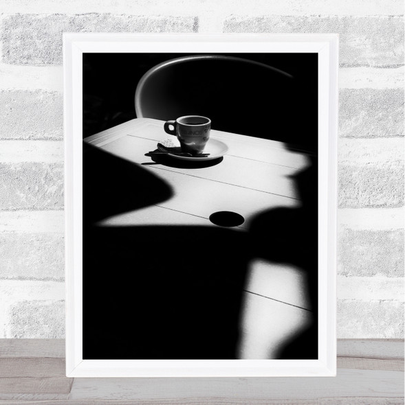 Coffee Time Cup Tea Kitchen Spoon Plate Drink Shadow Wall Art Print