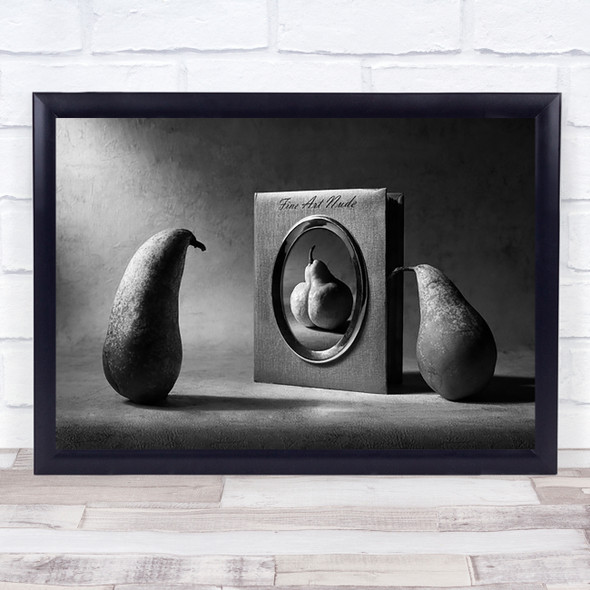 Fine Nude Conceptual Black White Funny Pears Book Fruits Curves Wall Art Print