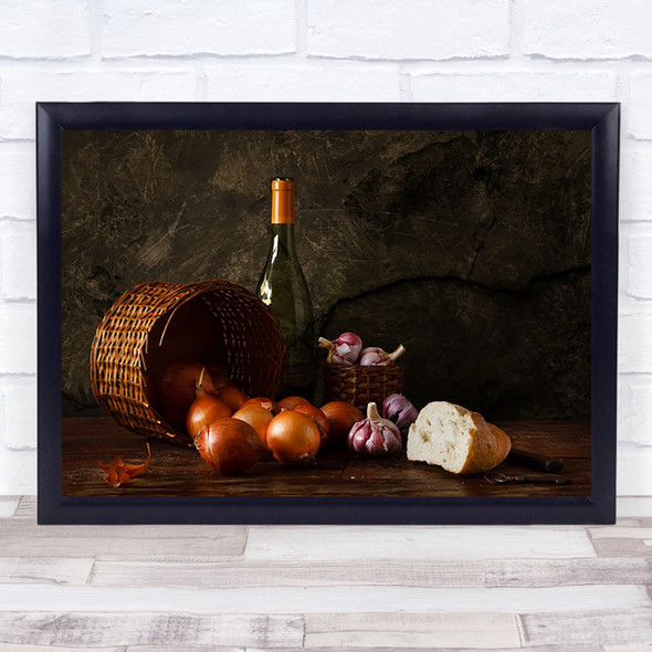 Italian Food Wine Bread Wall Art Print