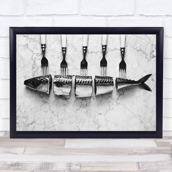MackerelaForks Food Fish Abstract Fork Cutlery Kitchen Wall Art Print