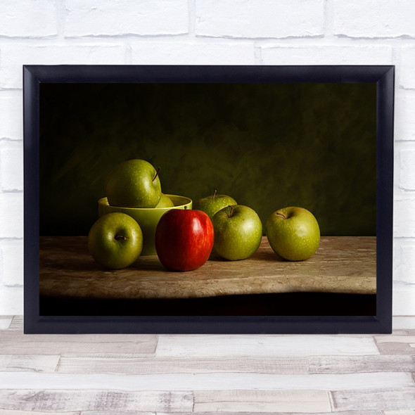 The Red Luizlaercio Apples Still-Life Green Different Alone Wall Art Print