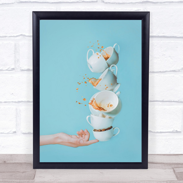 Waking Up Balance Finger Hand Coffee Mug Cup Sugar Cubes Wall Art Print