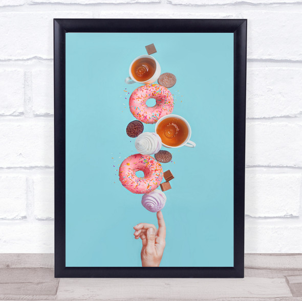 Weekend Donuts Hand Finger Balance Kitchen Food Dessert Meringue Wall Art Print