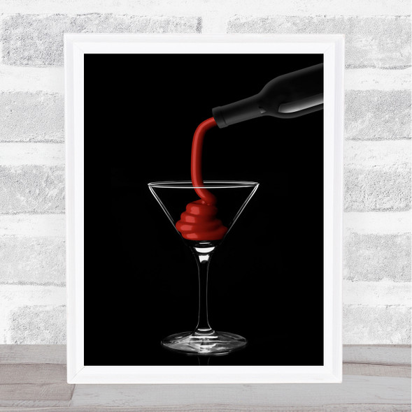 Wine Red Bottle Pour Pouring Drink Bar Party Wall Art Print