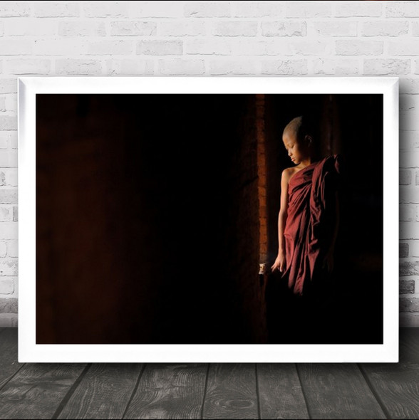 Inner Peace Monk Robe Cloak Red Buddhism Buddhist Zen Monastery Wall Art Print