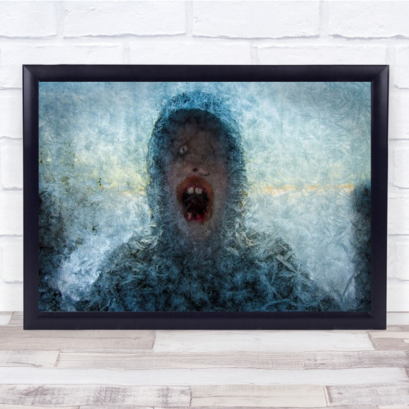 Screeming Ice Monster Creative Edit Edited Blue Glass Man Teeth Wall Art Print