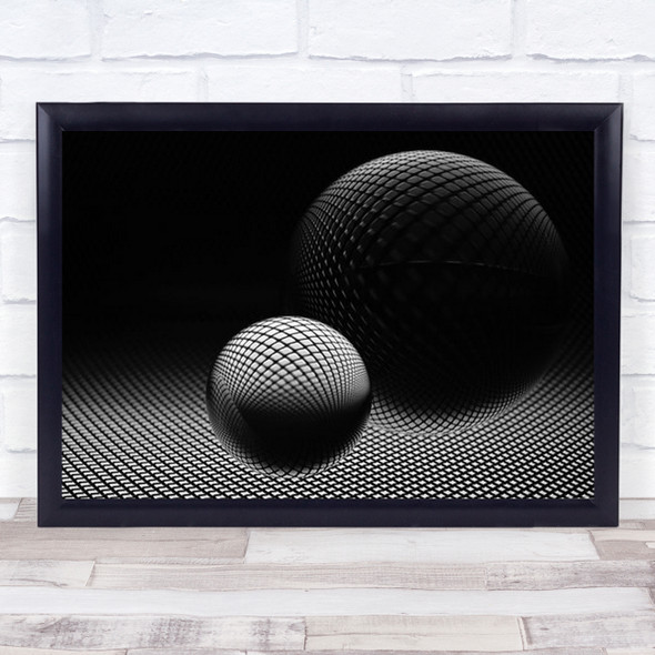 Darkness Macro Abstract Glass Sphere Ball Lines Pattern Shapes Wall Art Print