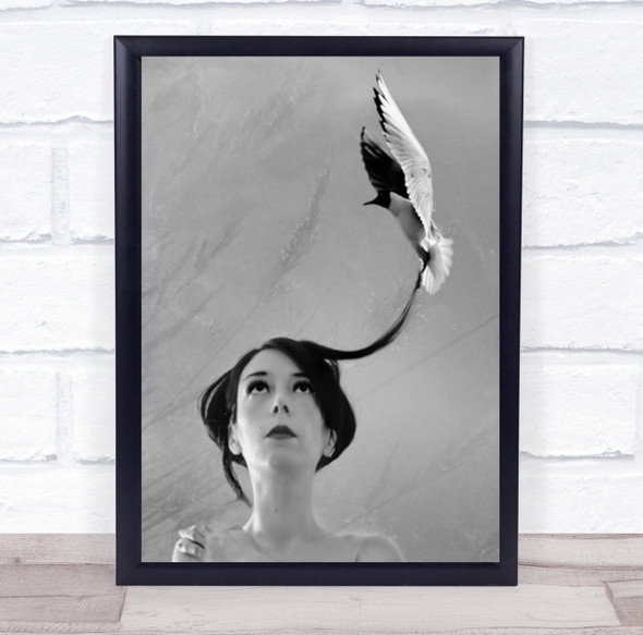 Fly With Me Creative Edit B&W Blackaamp;White Birds Wings Tail Wall Art Print